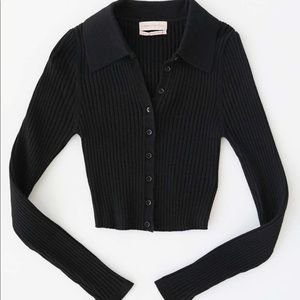UO Skylar Ribbed Button-front Cropped Sweater